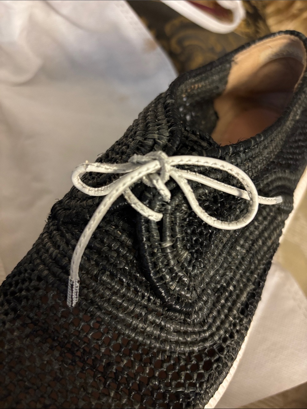 Robert Clergerie Straw Oxfords Sneakers Black size 8.5 - Picture 3 of 12